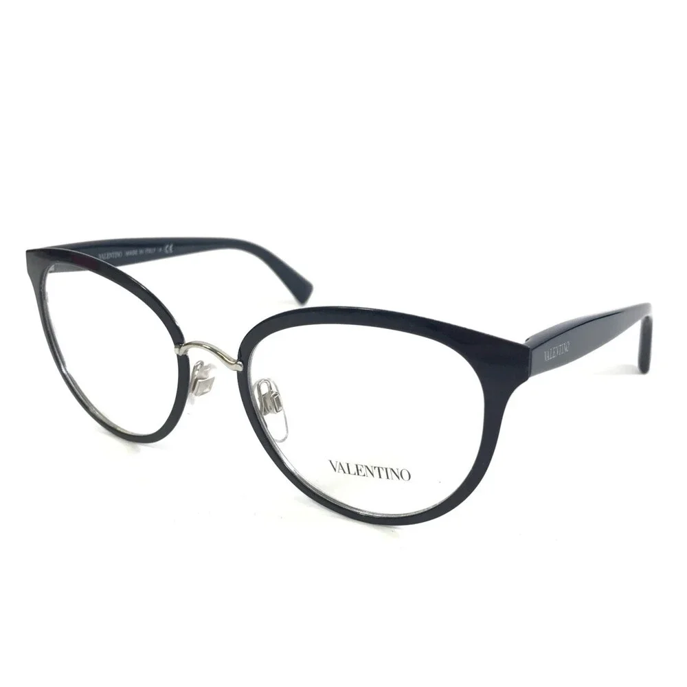 Valentino Eyeglasses Frames VA1004 3010 Blue Silver Cat Eye Full Rim 52-19-140